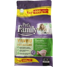 Pets Family Premium Tavuklu Yavru Kedi Maması 1300 gr 3 Paket (Toplam 3900 Gr)