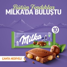 Milka Çanta Hediyeli Milka Whole Nut Fındık Tablet Çikolata 90 gr - 10 Adet