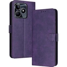 BDT Boutique Pu ile Kart Yuvası ile Realme C53 4g Saf Renk Kickstand Için Flip Case (Yurt Dışından)