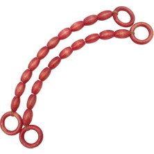 Angel Çanta Aksesuar 20 mm Oval Ahşap Boncuklu 40 cm Kırmızı Renk Çanta Sapı