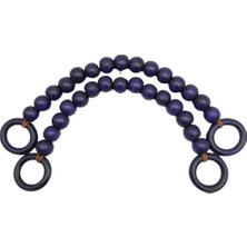 Angel Çanta Aksesuar 20 mm Ahşap Boncuklu 37 cm Mor Renk Çanta Sapı
