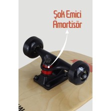 Telvesse Kemik Teker Kaykay Semi-Pro 8 Katman Yüzey Zımparalı Kaymaz Skateboard 80 cm Kuru Kafa Gri