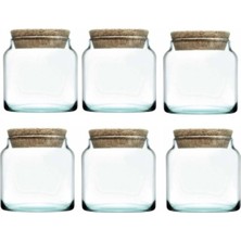 Paşabahçe Mantar Kapaklı Cam Kavanoz, Açık Yeşil Renkli 575 cc 6 Adet