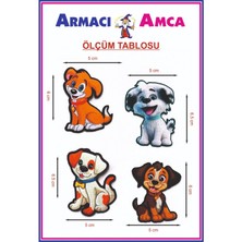 Armacı Amca Ütü Ile Yapışan 4 Adet Örme Kumaş Arma Yırtık Kapatıcı Pratik Yama Tekstil Patch Tatlı Minik Can Dostu Yavru Köpekler