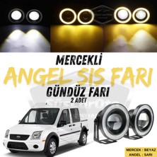 ŞüsCarOto Aksesuar Ford Transit Connect 2002-2013 Uyumlu Üniversal Mercekli Angel Sis Farı Metal Su Geçirmez 76 mm Sarı Halkalı Gündüz Farı Angel Eyes 2 Adet