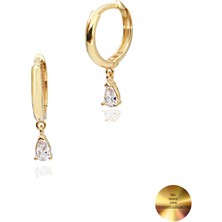 18K Serie Oro Damla Taşlı Minimal Kadın Gümüş Küpe