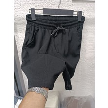 Keten Şort Beli Lastikli %100 Keten Şort