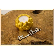 Mum Biblo Dekoratif Lotus Mumluk Altın Renk