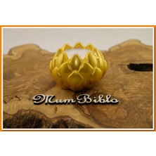 Mum Biblo Dekoratif Lotus Mumluk Altın Renk