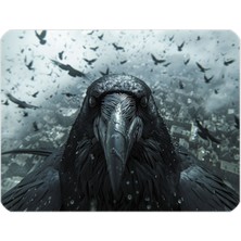 İlyuka 40X30CM Gaming Oyuncu Mousepad Kaymaz Kauçuk Taban Dikişli Kenar Crow MP174030