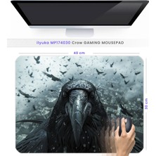 İlyuka 40X30CM Gaming Oyuncu Mousepad Kaymaz Kauçuk Taban Dikişli Kenar Crow MP174030