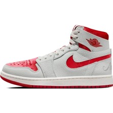 Nike Air Jordan 1 Zoom Air Mid Sneaker Hakiki Deri Bilekli Spor Ayakkabı Gri Kırmızı