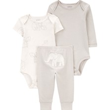 Carter's Kız Çocuk 1,5 Yaş İçin Sevimli Elefant Desenli Bebek Body Pantolon Set 3'lü Paket