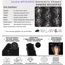 İlyuka 40X30CM Gaming Oyuncu Mousepad Kaymaz Kauçuk Taban Dikişli Kenar Geometric Shapes MP234030