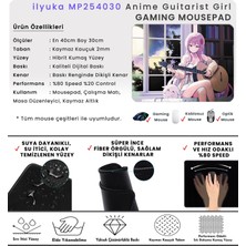 İlyuka 40X30CM Gaming Oyuncu Mousepad Kaymaz Kauçuk Taban Dikişli Kenar Anime Guitarist Girl MP254030