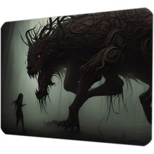 İlyuka 40X30CM Gaming Oyuncu Mousepad Kaymaz Kauçuk Taban Dikişli Kenar Spooky Beast MP264030