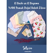 Ormanın Kızı Silvia Elma Desenli El Baskı Doğal  Pamuk Kısa Kollu Bebek Zıbını