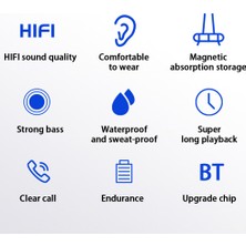 Unband G03 Manyetik Boyun Bandı Bluetooth Kulaklık Spor Kablosuz Güçlü Bas Müzik Arama Kulaklık - Beyaz (Yurt Dışından)