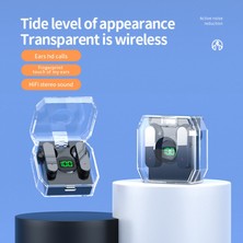 Unband K30 Şeffaf Kapsül Dijital Dokunmatik Bluetooth Kulaklık 200MAH Şarj Kutulu Yarım Kulak Içi Kablosuz Kulaklık - Beyaz (Yurt Dışından)