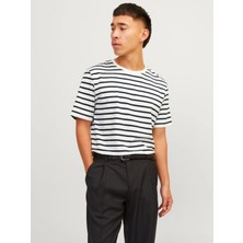 Jack & Jones Erkek Jjeorganıc Basıc Tee Ss O-Neck Noos T-Shirt-Lacivert Beyaz