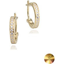 18K Serie Oro Şans Halka Minimal Gümüş Küpe 13 mm