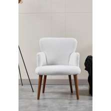 Colormix Berjer Koltuk-cafe-ofis-balkon-teras-bahçe-beyaz bohem kumaş-kahverengi ayak