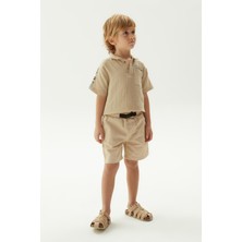 Nebbati Erkek Çocuk Bej Şort Rahat Kesim ve Pratik Cep Detayı ile Yaz İçin İdeal