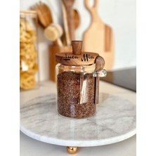 Akasia Kaşıklı Cam Kavanoz 500 ml (Akasya)
