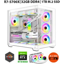 Zeiron Mirage X32 Pro White Ryzen 7 5700X 32GB Ram 1tb M.2 Nvme SSD 8gb RTX4060 Sıvı Soğutmalı Oyuncu Bilgisayarı