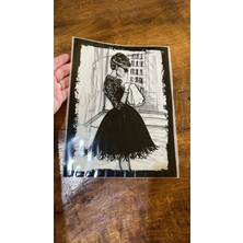 Gönülden Tasarım 26X19 cm Kara Kalem Kız Ütü Ile Yapışan Transfer Baskı Arma