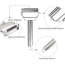 Porsima 16563-11 Paslanmaz Çelik Inox Meyve Sebze Soyacak Çok Amaçlı Jülyen Dilimleyici - Gözenek Çıkarıcı