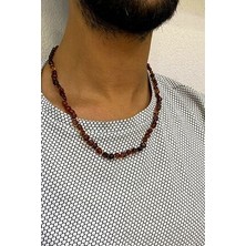 Agai Silver Düğümlü Model Kahverengi Orijinal Damla Kehribar Kolye