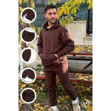 CMZ Collection Oversize Kahve 3 Iplik Siyah Eşofman Takımı