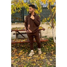 CMZ Collection Oversize Kahve 3 Iplik Siyah Eşofman Takımı