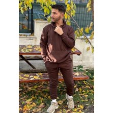 CMZ Collection Oversize Kahve 3 Iplik Siyah Eşofman Takımı