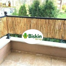 Bişkin 75 Cm X 300 Cm Afyonkarahisardan Misina Ipli Doğal Bambu Kamış Çit Bahçe Çiti Hasır Çit Gölgelik