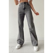 Livik My Good Power Likralı Kadın Siyah Yüksek Bel Salaş Paça Salaş Jans Kot Pantolon