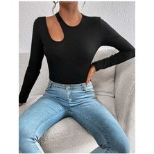 Charango Kadın Omuz Detay Cut Out Bodycon Likralı Bluz