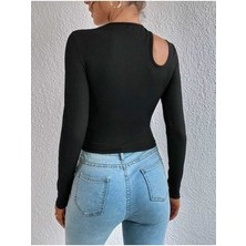 Charango Kadın Omuz Detay Cut Out Bodycon Likralı Bluz