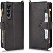 Manyi Mall Samsung Galaxy Z Için Kılıf Fold 3 Kart Tutucu Manyetik Pu Deri Flip (Yurt Dışından)