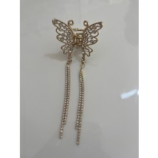 Makmery Accessory Kelebek Taşlı Sallantılı Mandal Toka