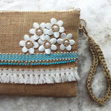 Vertiginoso Çicekli Boncuk Işlemeli Kadın Portföy Clutch El Çantası