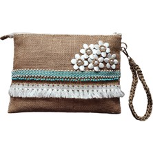 Vertiginoso Çicekli Boncuk Işlemeli Kadın Portföy Clutch El Çantası