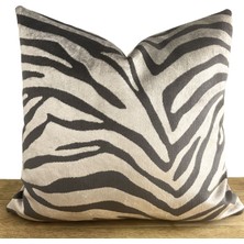 Arasta Design 2'Li Set Siyah Bej Zebra Desenli Dekoratif Kırlent Kılıfı, 43x43 Cm