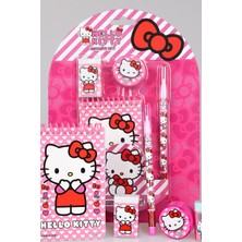 Hello Kitty Lisanslı Hello Kıtty 4'lü Kırtasiye Seti Not Defteri,geçmeli Kurşun Kalem,silgi ve Kalemtraş