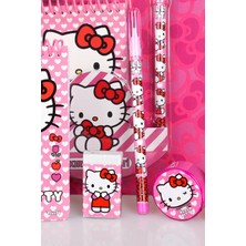 Hello Kitty Lisanslı Hello Kıtty 4'lü Kırtasiye Seti Not Defteri,geçmeli Kurşun Kalem,silgi ve Kalemtraş