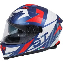 Sway Sw 865 St Blue Red Full Face Motosiklet Kaskı - M