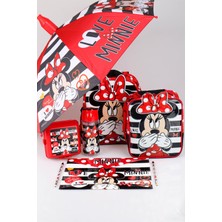 Minnie Mouse Yeni Sezon Lisanslı Mınnıe Mouse Anaokul beslenme Çantası Ile Beslenme Kabı matara 500 Ml şemsiye ve Kırtasiye Okul Seti