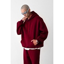 Yakamel Erkek 3 Iplik Burgundy Eşofman Takımı