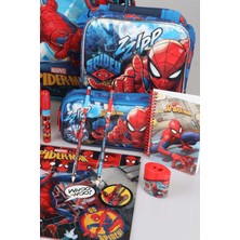 Marvel Spider-Man Lisanslı Spıderman Okul Beslenme Ve Kalem Çantası Matara Beslenme Kabı Ile Full Kırtasiye Seti